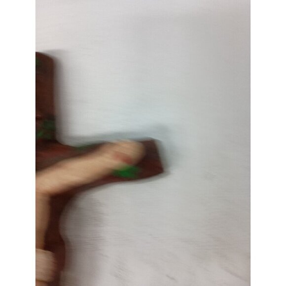 Vintage Ceramic Cross Crucifix Jesus Christ Hand Painted Wall Hanging Religious - Picture 5 of 9